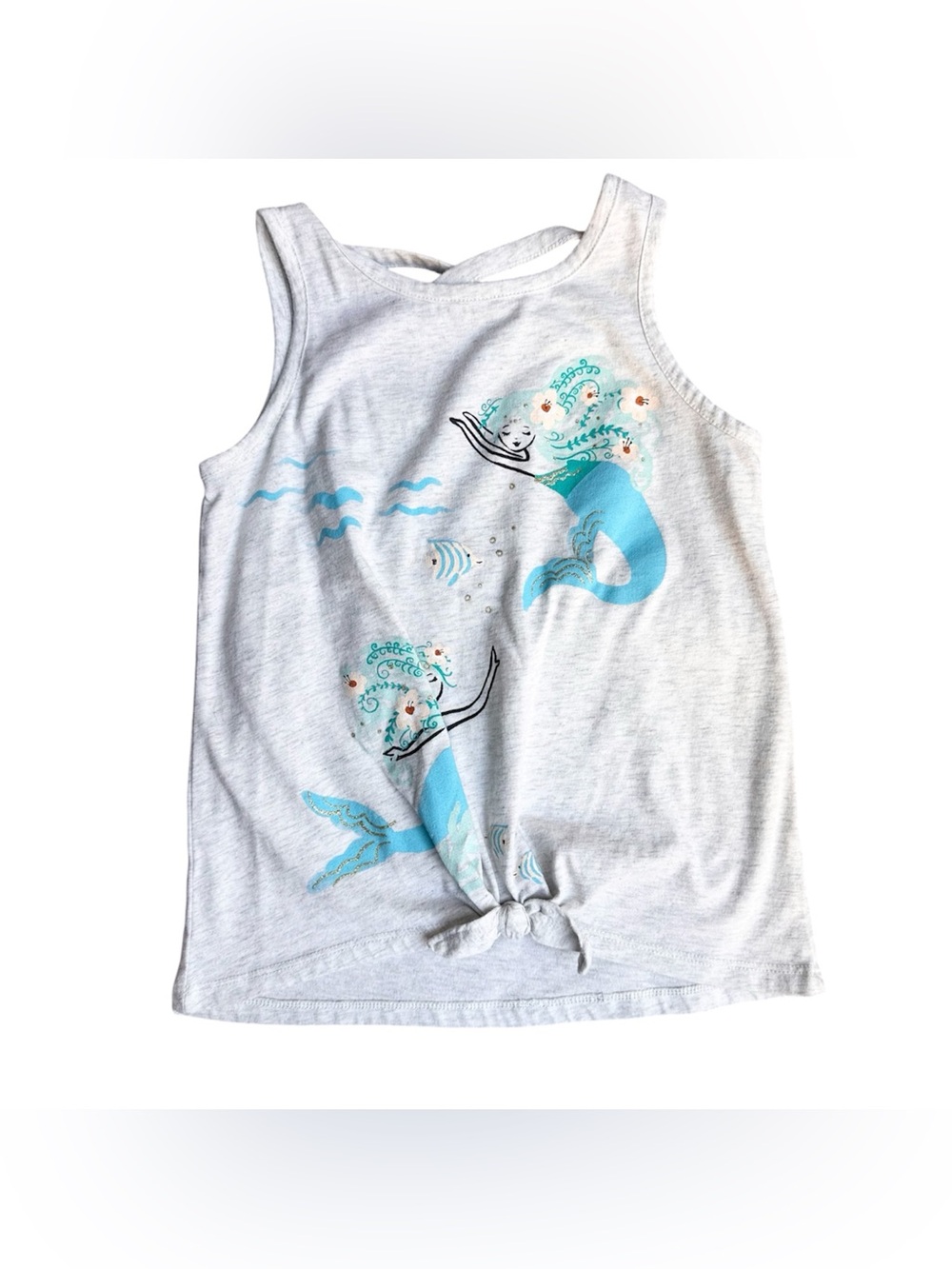Carter's size 7 Girls light gray mermaid tank top sleeveless